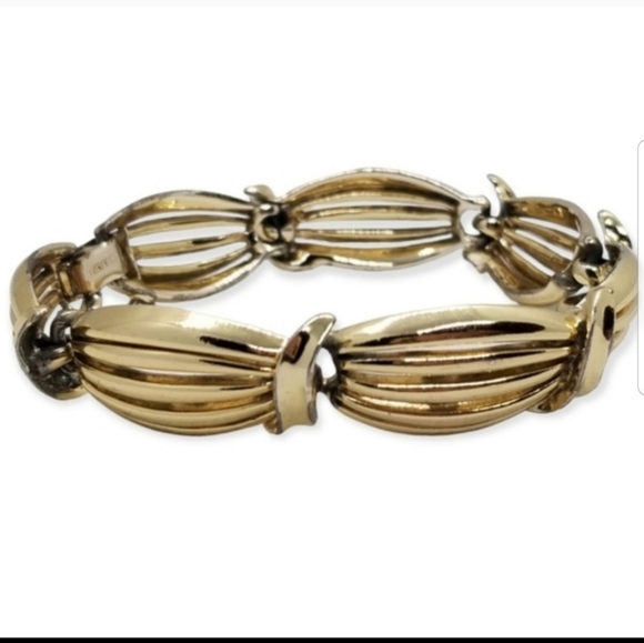 LISNER VINTAGE GOLDTONED SCALLOPED DESIGN LINK BRACELET - Picture 6 of 6